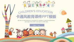 Cute cartoon style children education teaching courseware ppt template