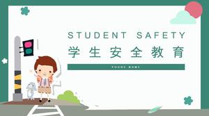 Cute cartoon paper cut background students open school park safety education PPT template