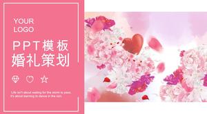 Warm pink bouquet embellishment wedding event planning case PPT template
