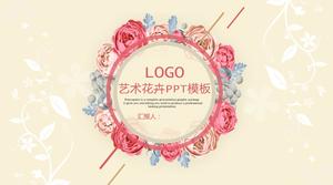 Elegant and simple retro floral background PPT template