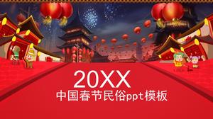 Modello ppt personalizzato folk cinese di nuovo anno