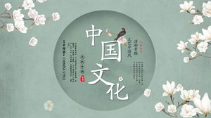 Antik ve zarif çiçek ve kuş arka plan Çin tarzı PPT şablonu ücretsiz indir - İlk PPT