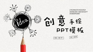 Download gratuito del modello PPT della lampadina dipinta a mano della matita creativa