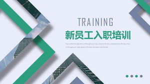 Square polygon background new employee induction training PPT template