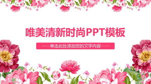 Modèle PPT de fan d'art de fond de fleur de mode esthétique rose