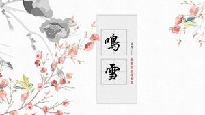 Modèle PPT de style chinois de fond de belles fleurs et oiseaux d'encre téléchargement gratuit
