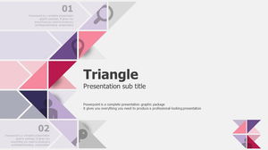 European and American PPT template with pink triangle combination background for free download