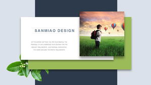 Creative floating card style art design PPT template