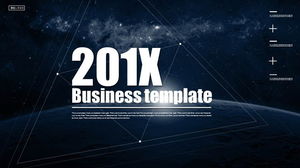 European and American business PPT template with blue cosmic starry background