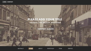 European and American movie street scene background retro style PPT template
