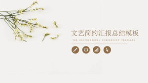 Simple and elegant flower background fresh literary PPT template