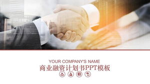 Business financing plan PPT template with business handshake background