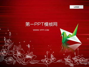 Thousands of paper cranes background love PPT template download