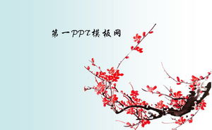 Download del modello PPT di stile cinese del fondo del fiore della prugna