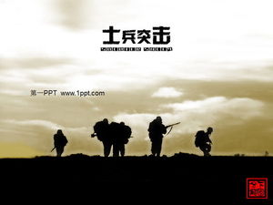 Classic soldier assault PPT template download