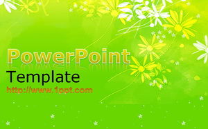 Green background flowers PPT template download