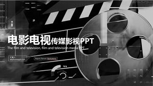 Modello PPT di film e media televisivi per la produzione di film creativi neri