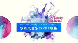 Modèle PPT de festival de musique à vent aquarelle