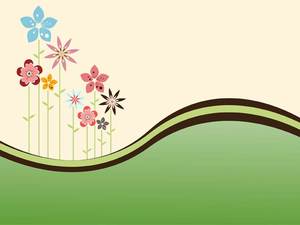 Green vector flowers PPT background picture