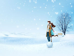 Romantic couple in the snow PPT background