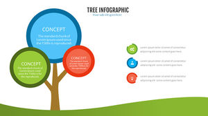 Tree-shaped three items list PPT graphics