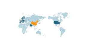 Fillable color world map PPT template