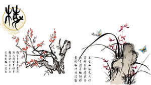 Plum, bamboo, chrysanthemum, Netherlands, Chinese style PPT material