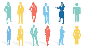 Editable business figures silhouette PPT material