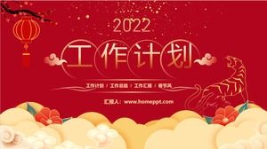 Modèle ppt de plan de travail du nouvel an de style festif rouge chinois