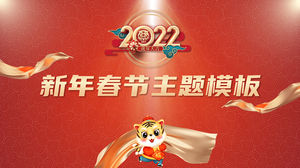 Festive wind red New Year Spring Festival ppt template