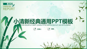 Bamboo leaf green simple small fresh business report general ppt template