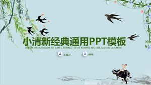 Swallow willow spring theme small fresh classic universal ppt template