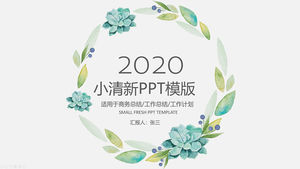 Watercolor plant wreath small fresh literary style ppt template