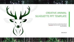 Creative animal silhouette animal protection theme ppt template