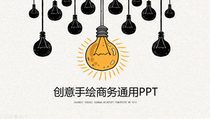 Creative hand-painted light bulb main picture cartoon ventilation business report general ppt template