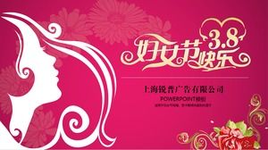 Fiori rosa e bellissime ombre - modello dinamico di biglietto di auguri ppt per la festa della donna l'8 marzo