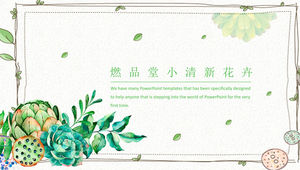 Hand-painted plants and flowers flat small fresh literary style ppt template