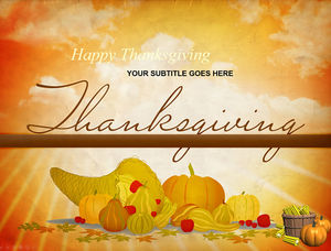 Happy Thanksgiving nostalgic cartoon Thanksgiving ppt template