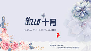 Elegante kleine Blume schöne einfache Arbeitsberichtzusammenfassung im chinesischen Stil ppt-Vorlage