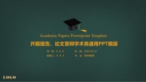 Karatahta arka planı düzleştirilmiş üniversite öğrencilerinin mezuniyet tezi savunma açılış raporu ppt şablonu