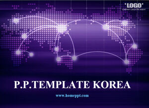 Light up the world map of the network texture chart purple and blue business ppt template