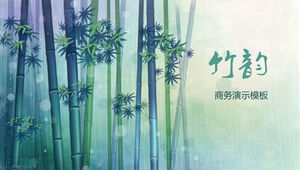 Modelo de ppt dinâmico de apresentação de relatório de resumo de negócios de rima de bambu refrescante e bonito de verão