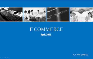 Modello ppt business piatto per la ricerca nel settore dell'e-commerce