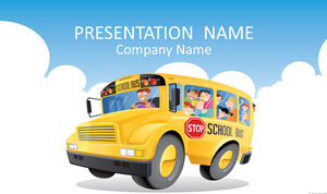 Primary school safety school bus transportation theme ppt template