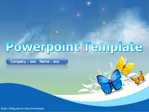 Butterfly blue background ppt template