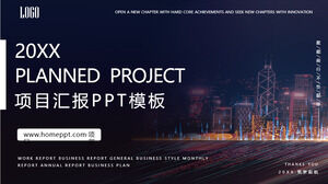Project report PPT template with city night scene background