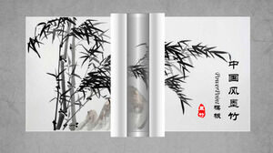 Dynamic open scroll ink bamboo bamboo PPT template