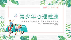 Green fresh youth mental health education PPT template download