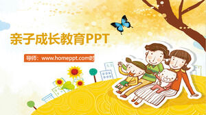 Cartoon wind parent-child growth education PPT template