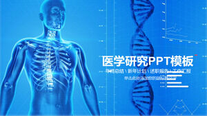 Mavi insan vücudu yapısı arka plan tıbbi araştırma raporu PPT şablonu